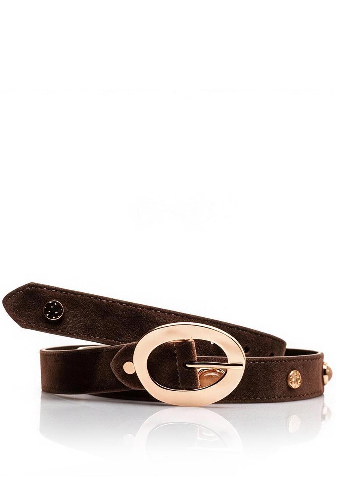 Serafina Collection Embellished Faux Suede Belt, Brown