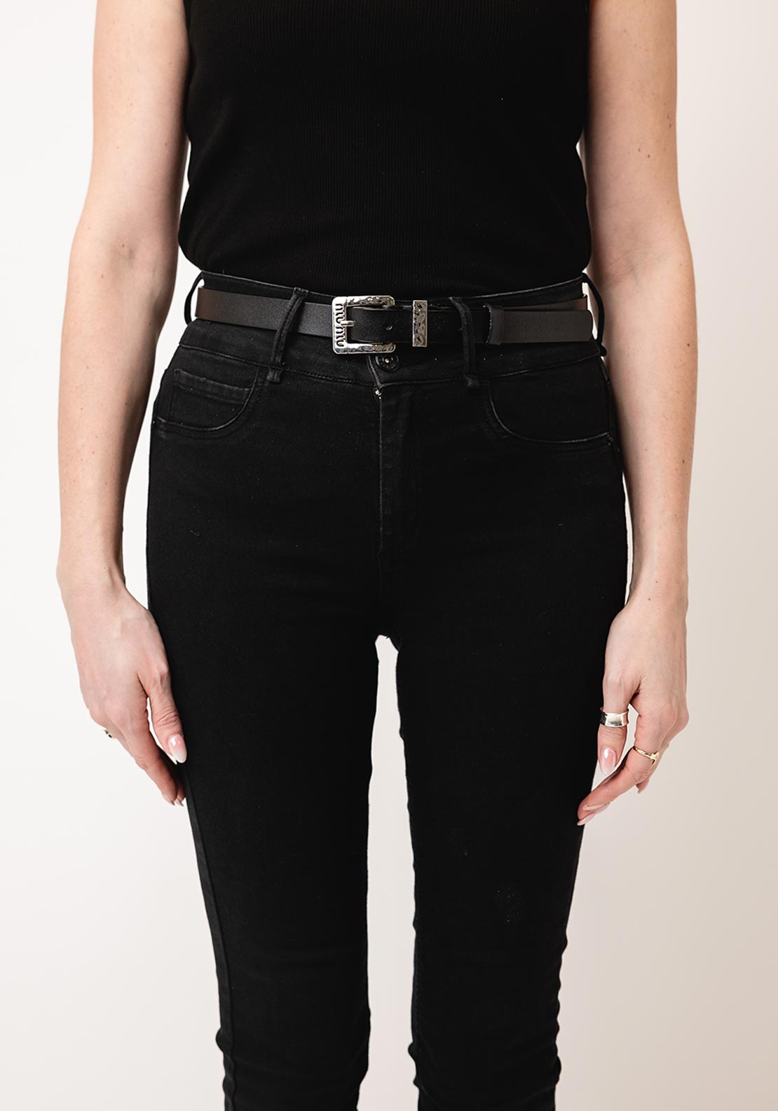 Serafina Collection Buckle Detail Belt, Black