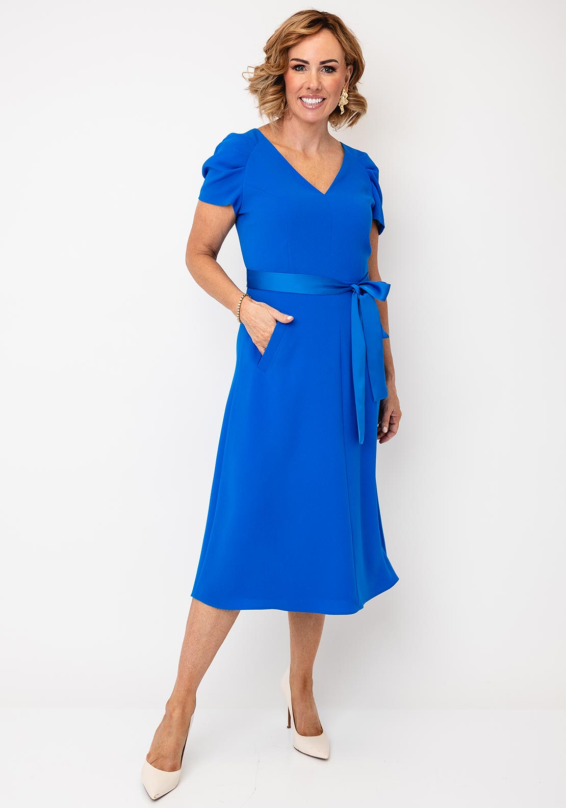 bridesmaid dresses kilkenny Sisters by Caroline Louie Fit and Flare Dress, Blue cut in our new