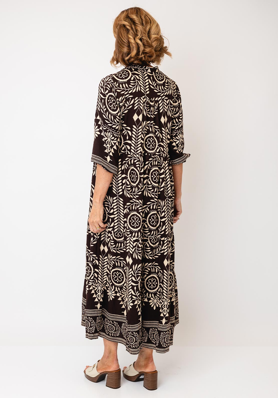Serafina Collection Vintage Abstract Print Maxi Dress, Brown