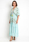 Seventy1 One Size Floral Embroidered Maxi Dress, Duck Egg