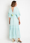 Seventy1 One Size Floral Embroidered Maxi Dress, Duck Egg