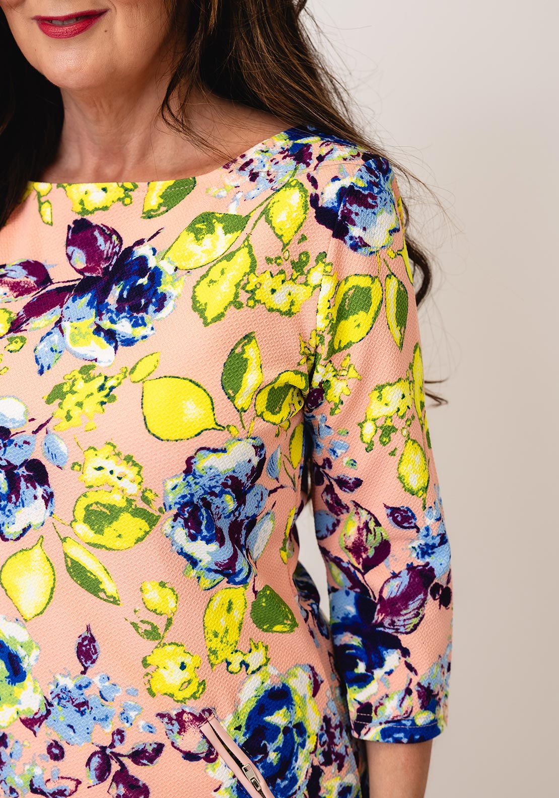 Serafina Floral Print Tunic Dress, Pink Multi