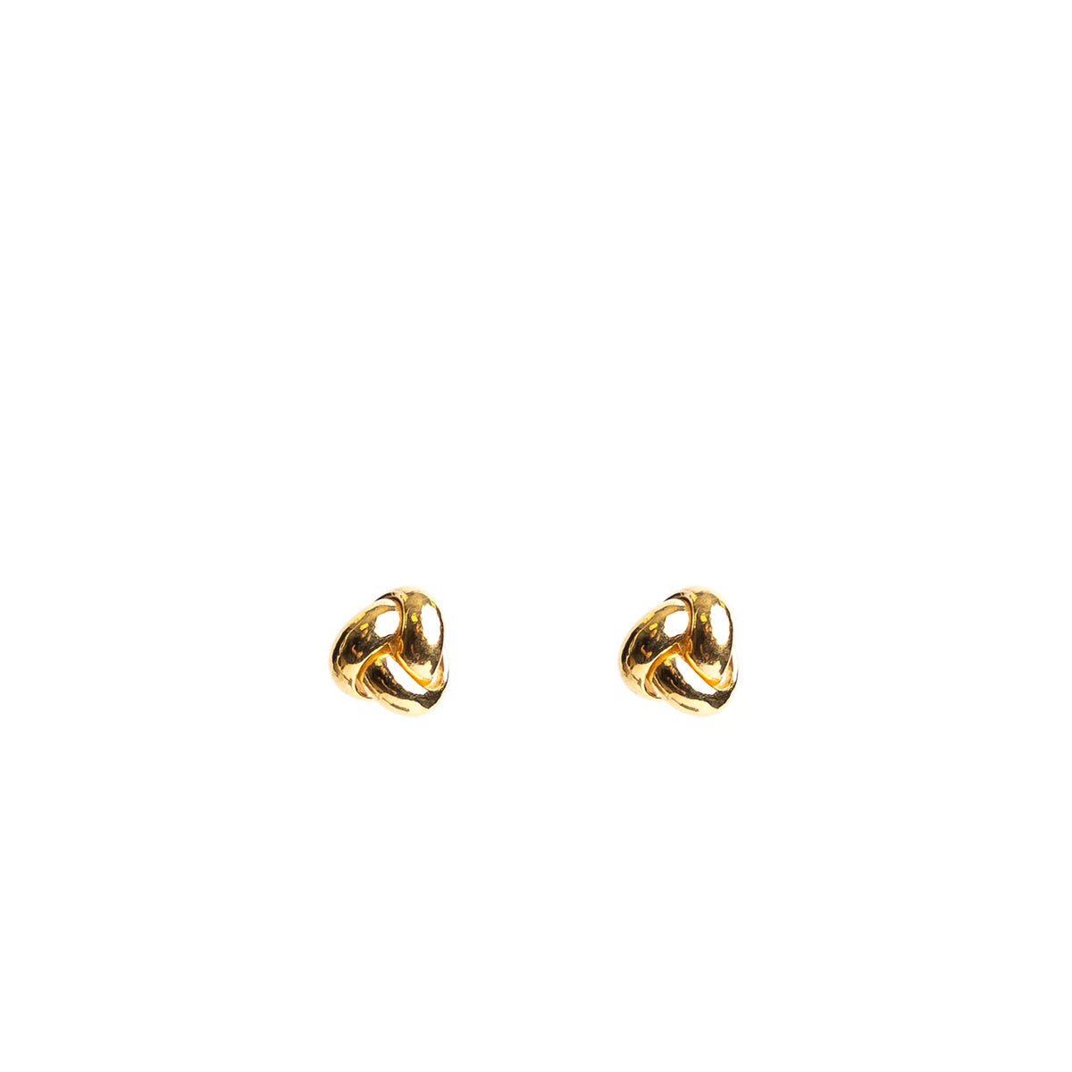 9 Carat Gold Collection Tiny Triple Knot Earrings, Yellow Gold