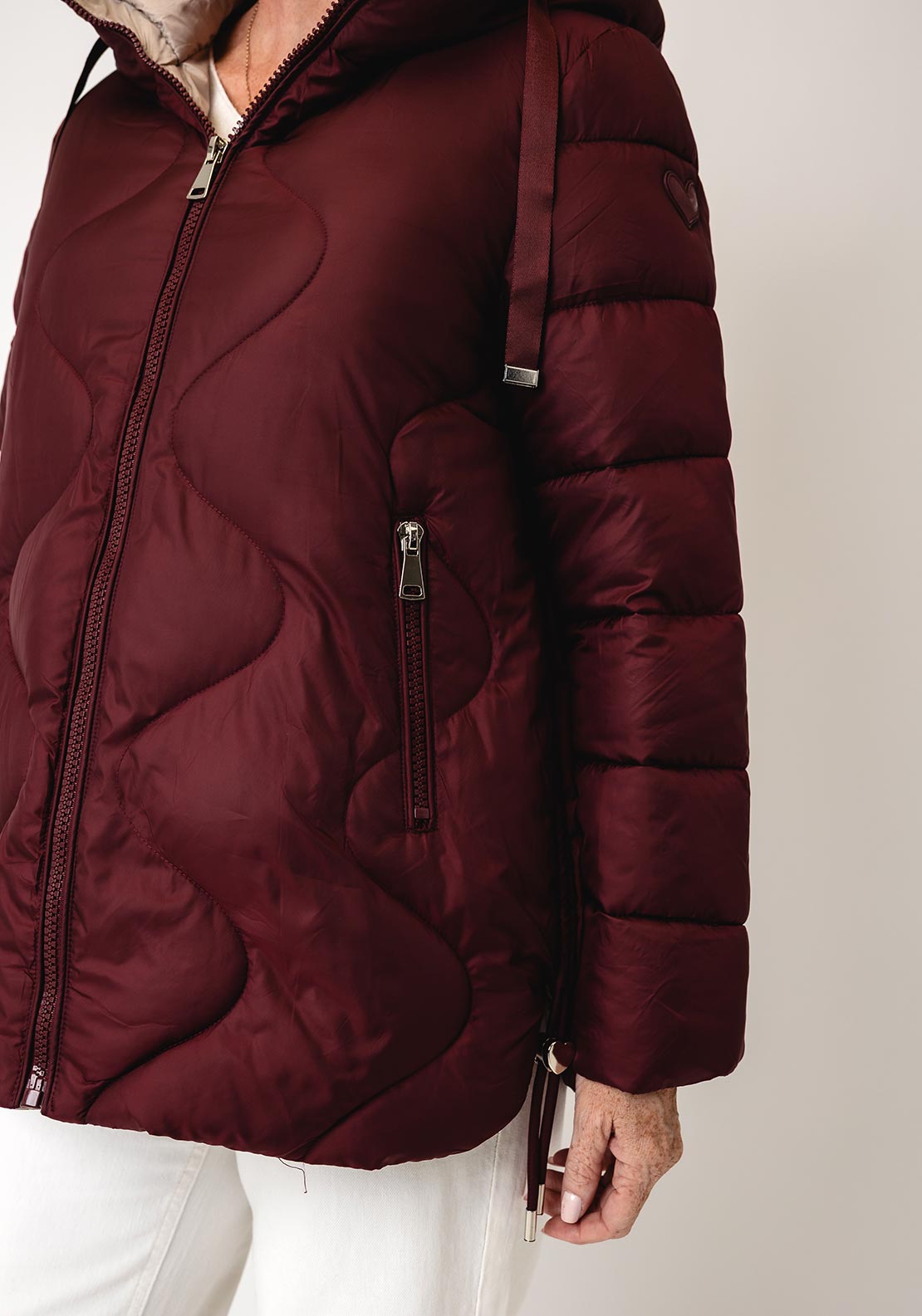 Serafina Collection Hooded Puffer Coat, Wine