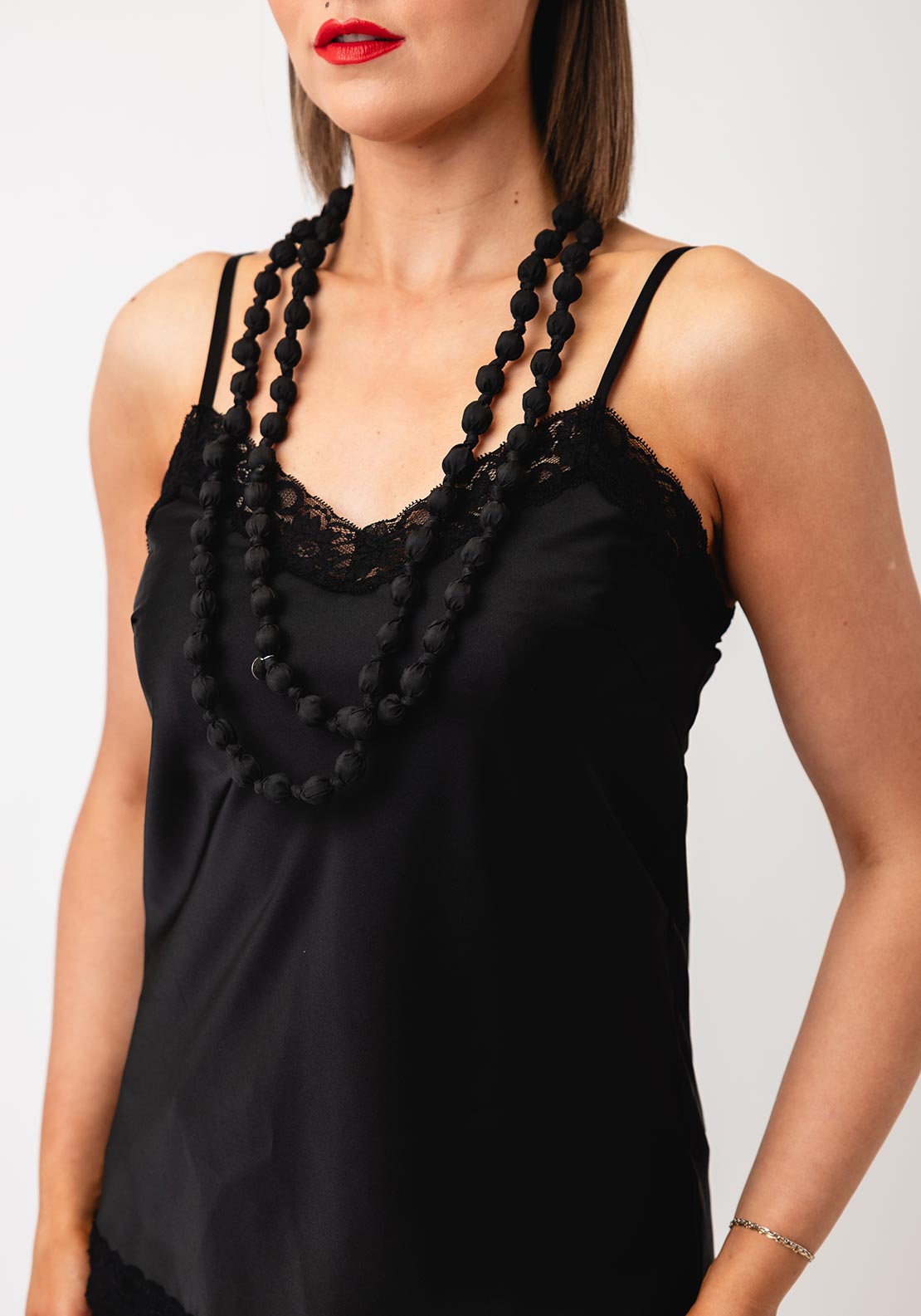 Serafina Collection Textile Beaded Necklace, Black