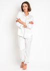 Serafina Collection Striped Satin Pyjama Set, White