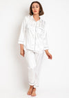 Serafina Collection Striped Satin Pyjama Set, White