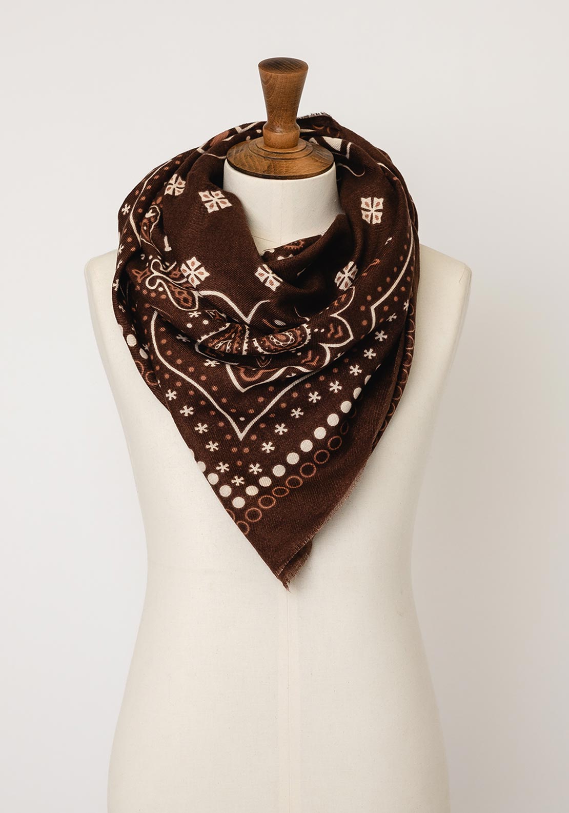 Serafina Collection Paisley Frayed Edge Scarf, Brown Multi
