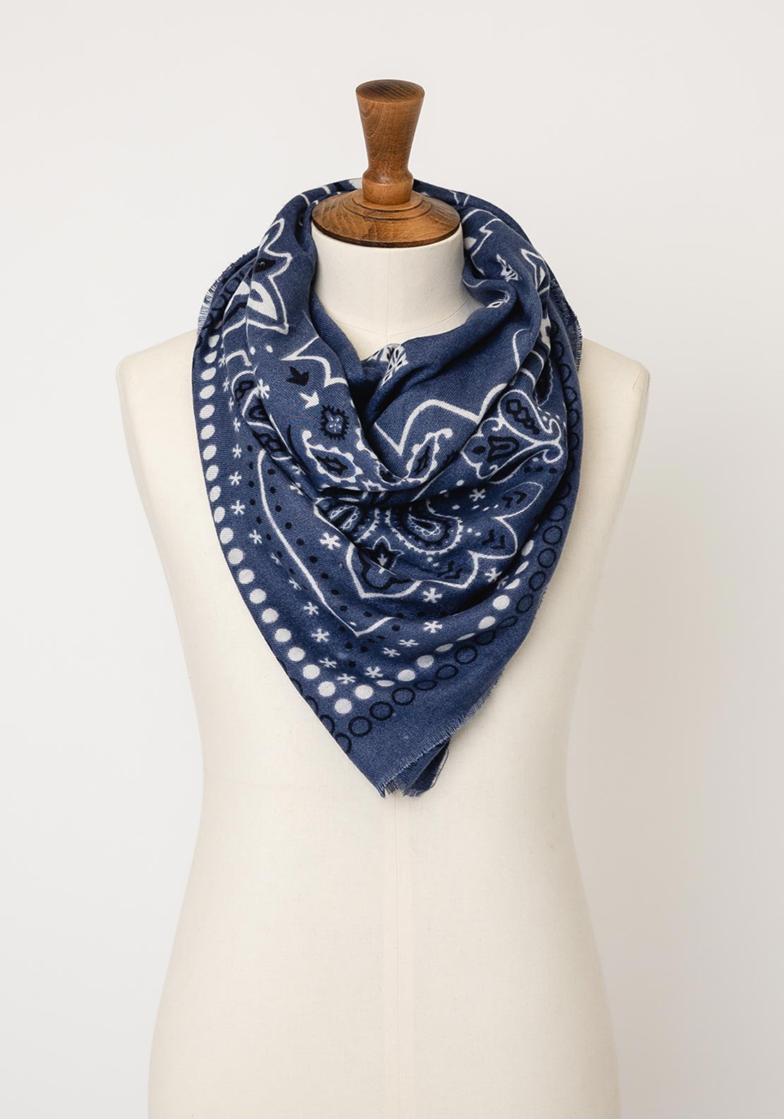 Serafina Collection Paisley Frayed Edge Scarf, Navy Multi
