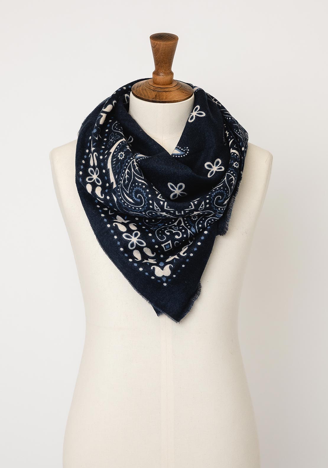 Serafina Collection Paisley Print Scarf, Dark Blue