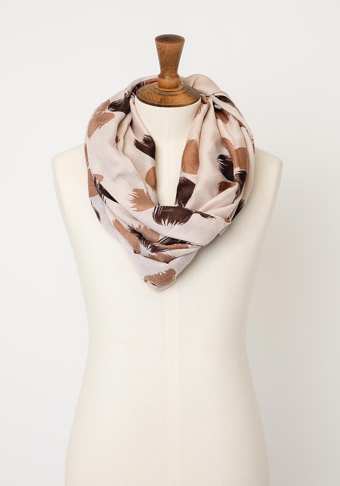 Serafina Collection Brushstroke Floral Pattern Scarf, Beige Multi