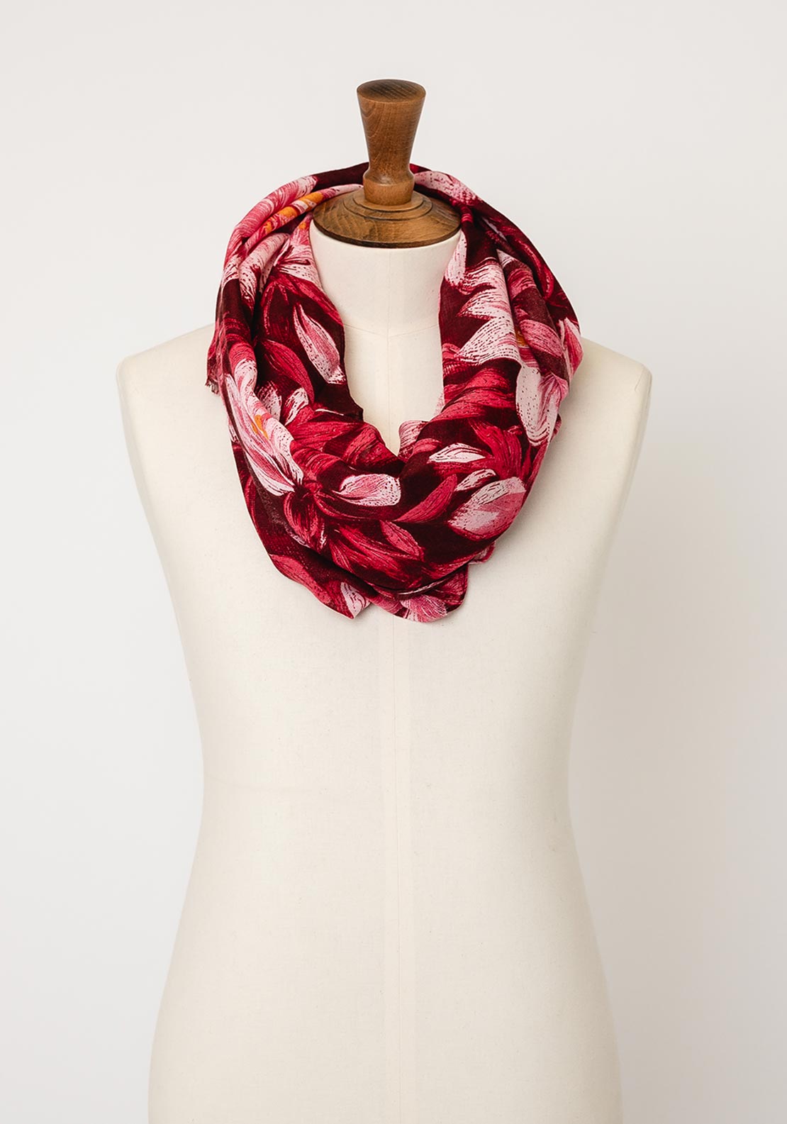 Serafina Collection Watercolour Floral Print Scarf, Wine
