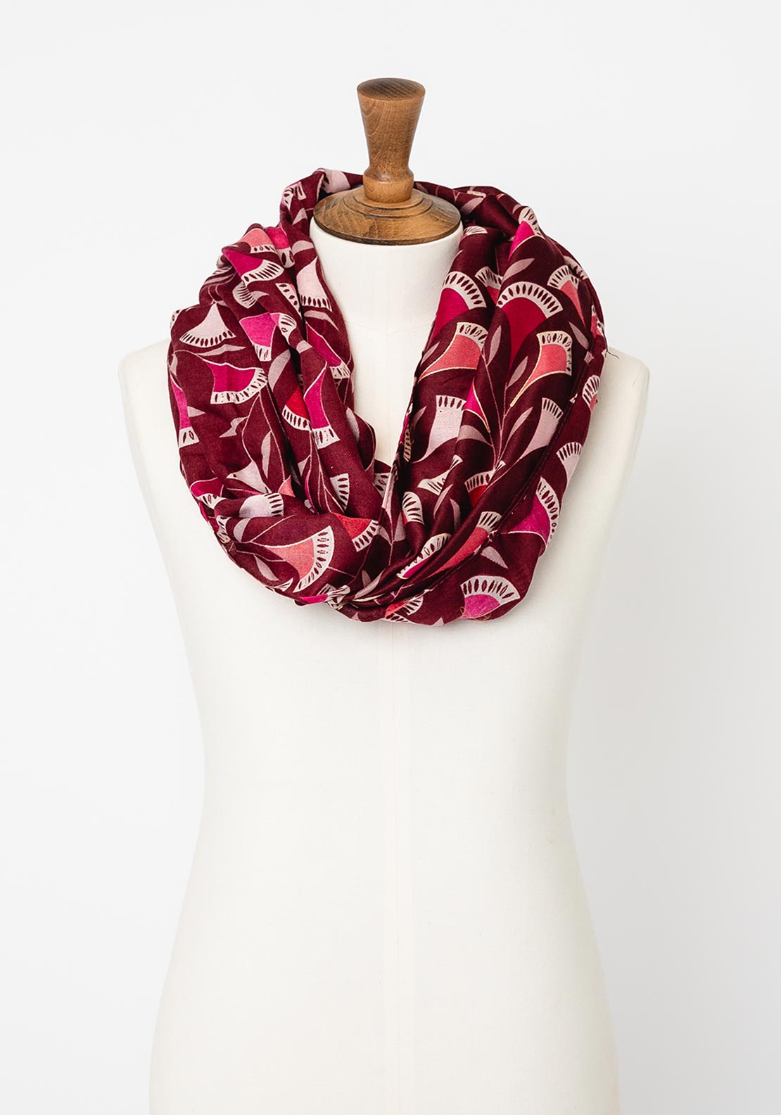 Serafina Collection Abstract Print Scarf, Wine Multi