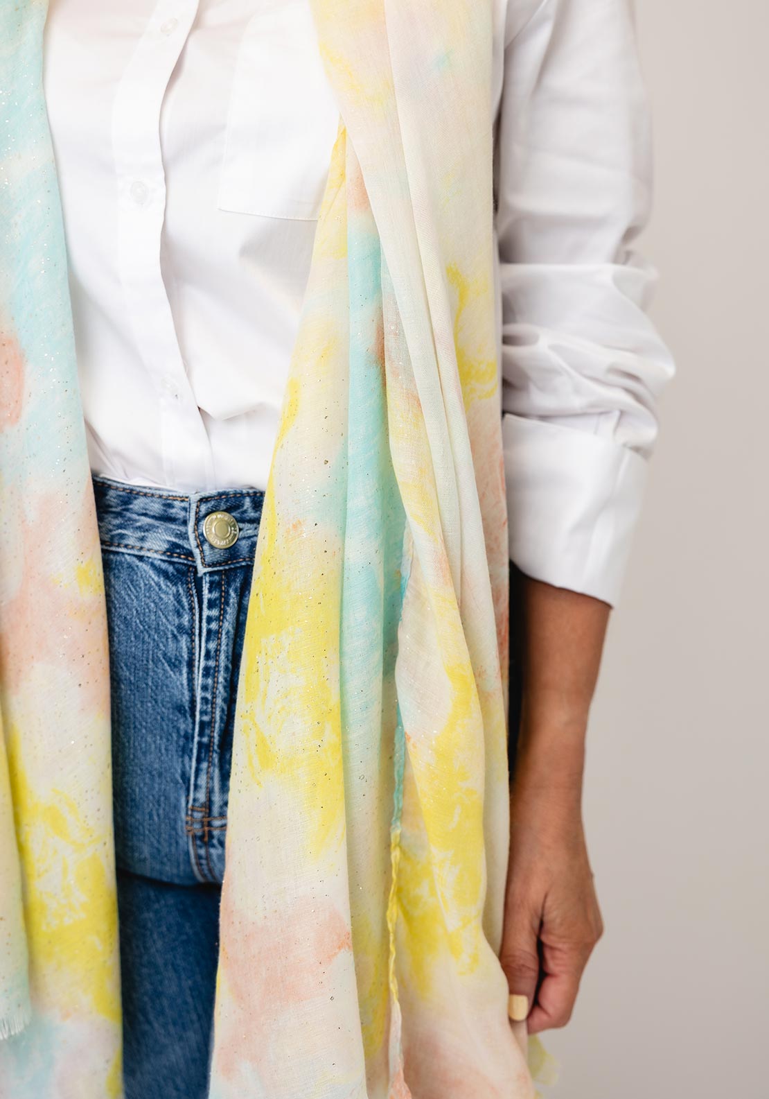 Serafina Collection Watercolour Print Scarf, Yellow Multi