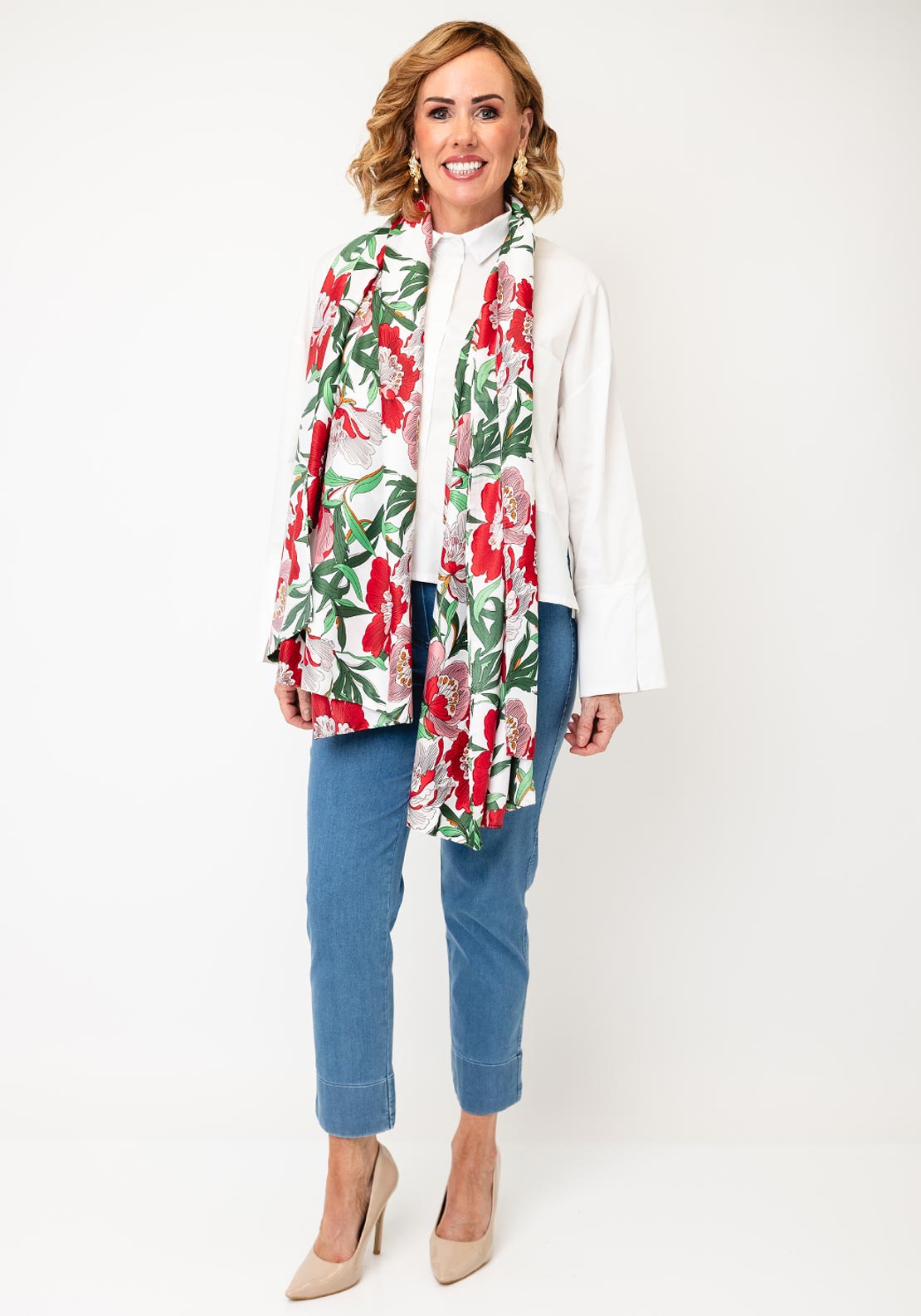 Serafina Collection Silk Blend Floral Print Pashmina Scarf, Multi