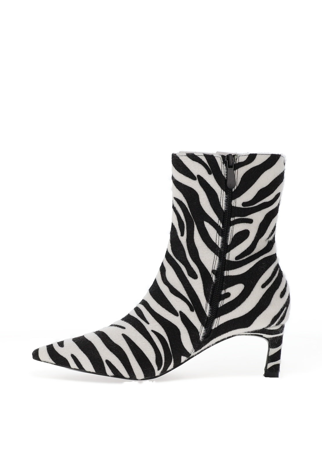 Zen Collection Zebra Heeled Sock Boots, White