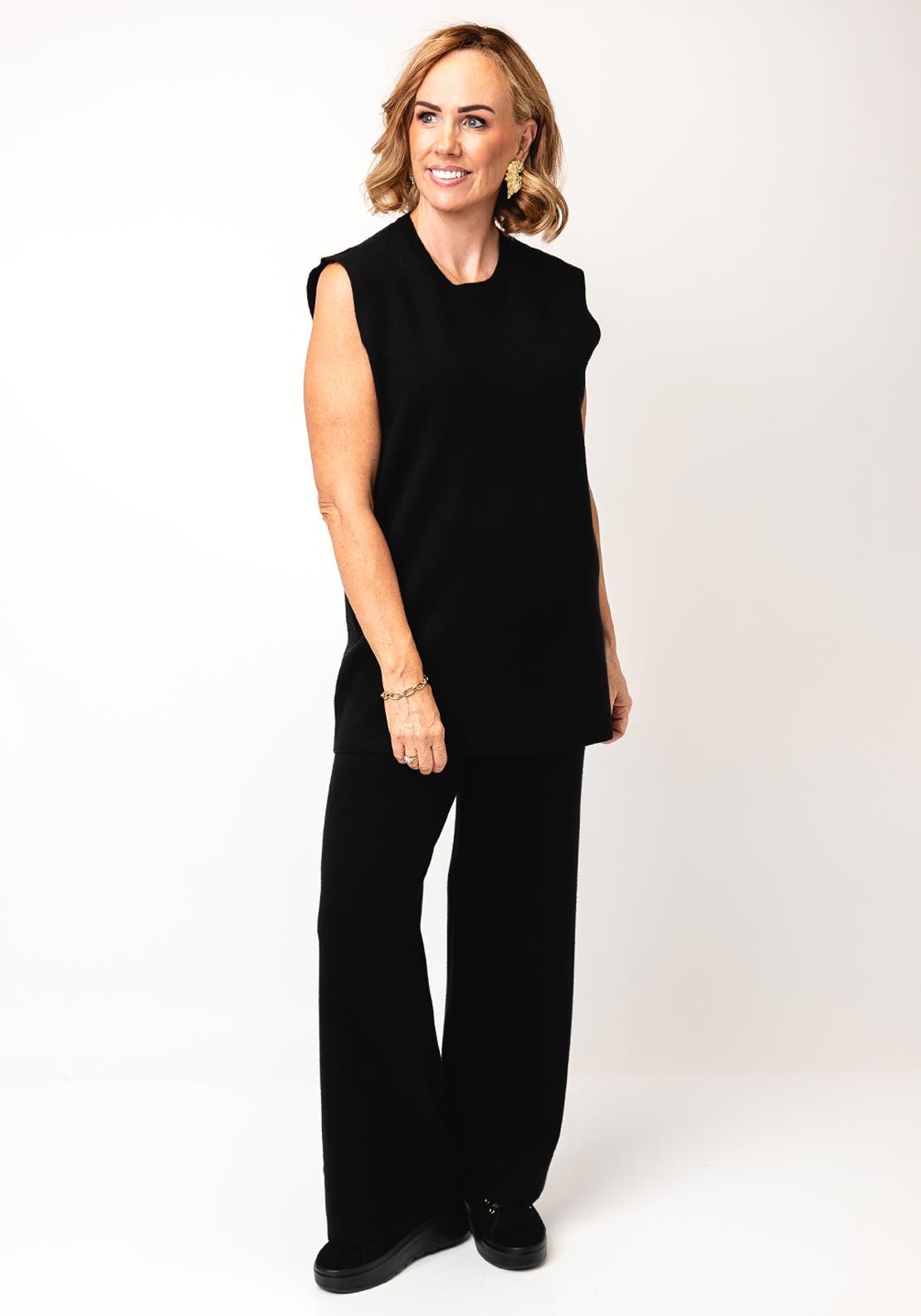 Serafina Collection One Size 3 Piece Knit Co-Ord, Black
