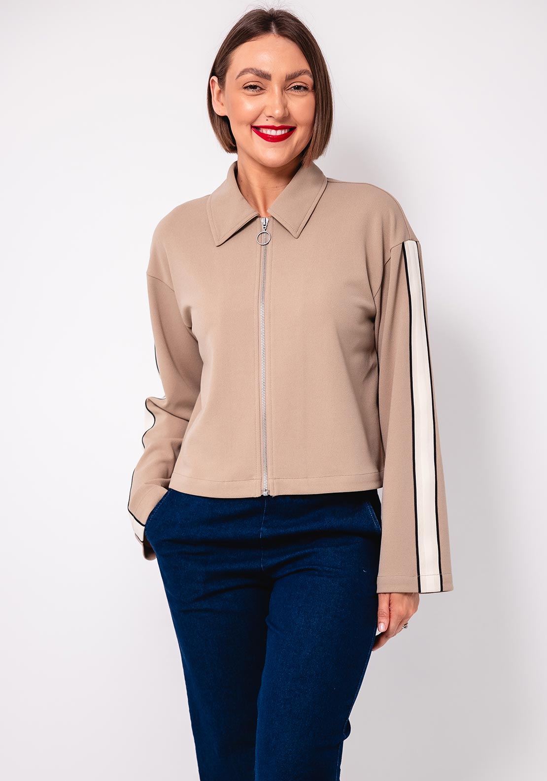 Vero Moda Berlin Zipped Jacket, Beige - McElhinneys