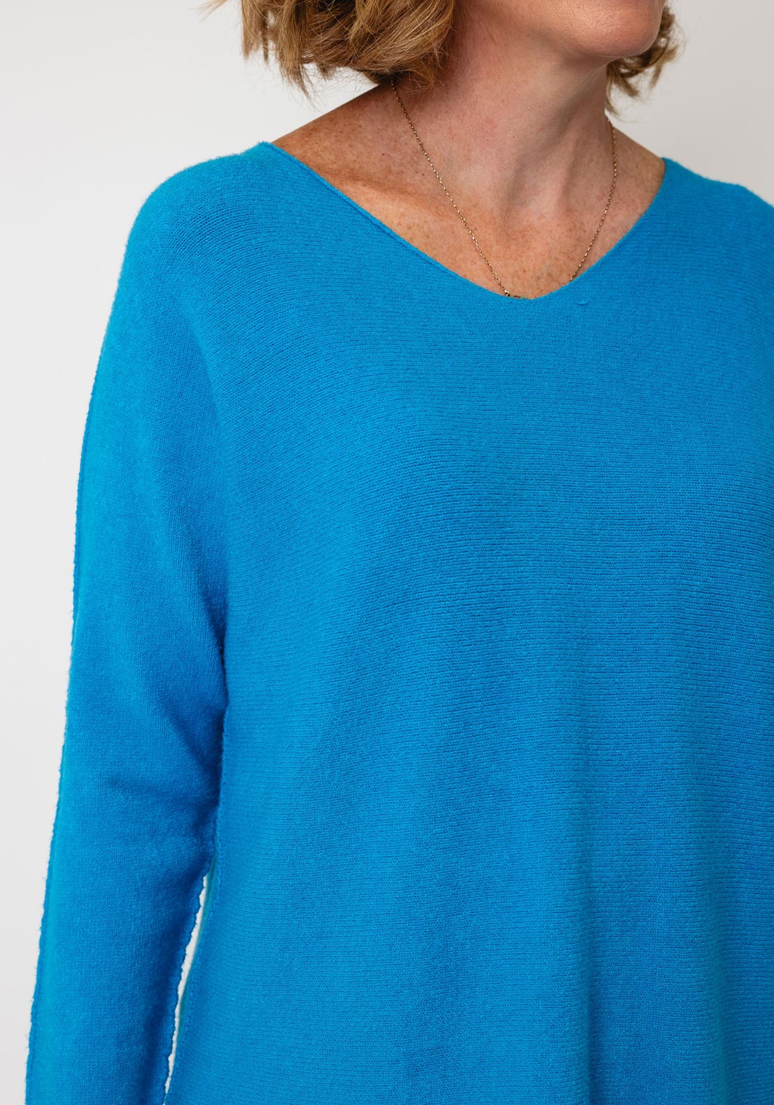 Serafina Collection V-Neck Knitted Jumper, Blue