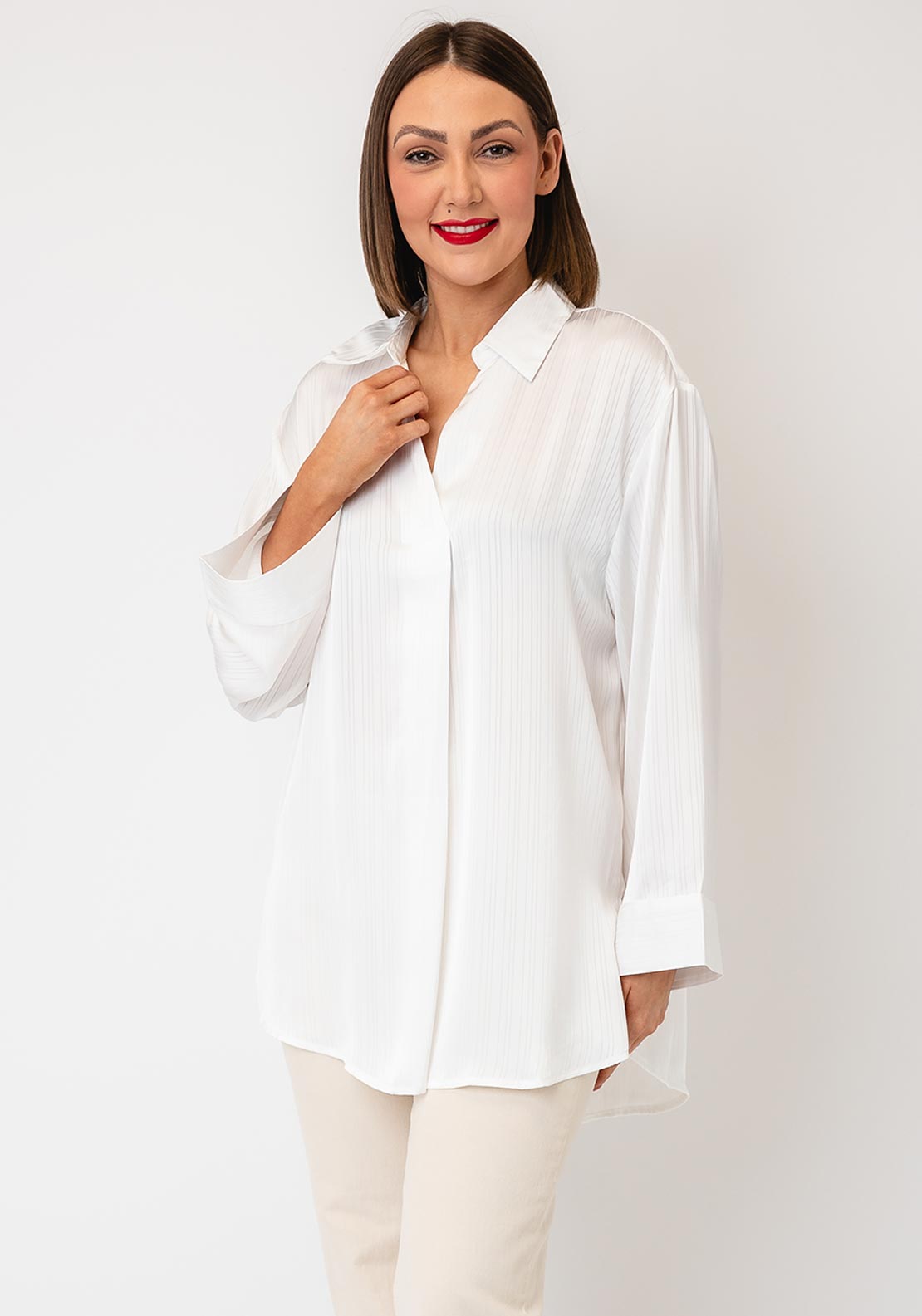 Serafina V-Neck Relaxed Blouse, White