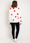 Serafina Collection One Size Heart Print Sweatshirt, White & Red