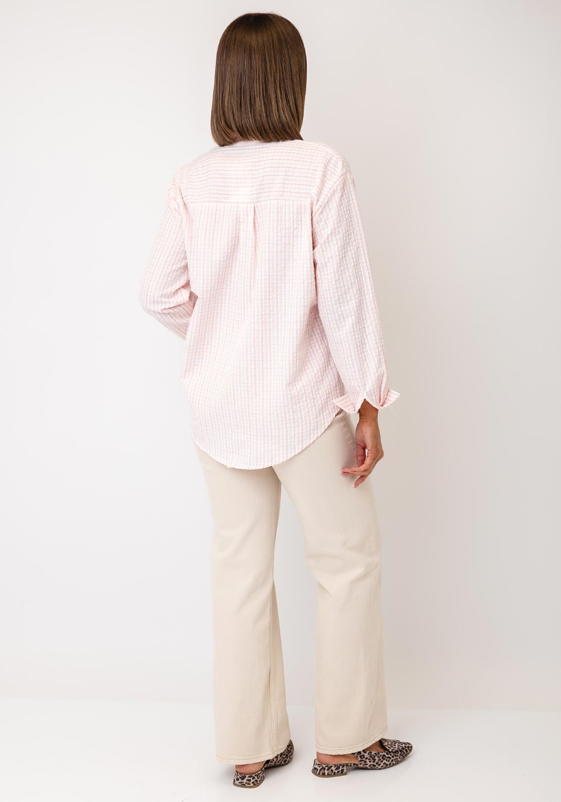 Serafina Checked Button-Down Shirt, Light Pink