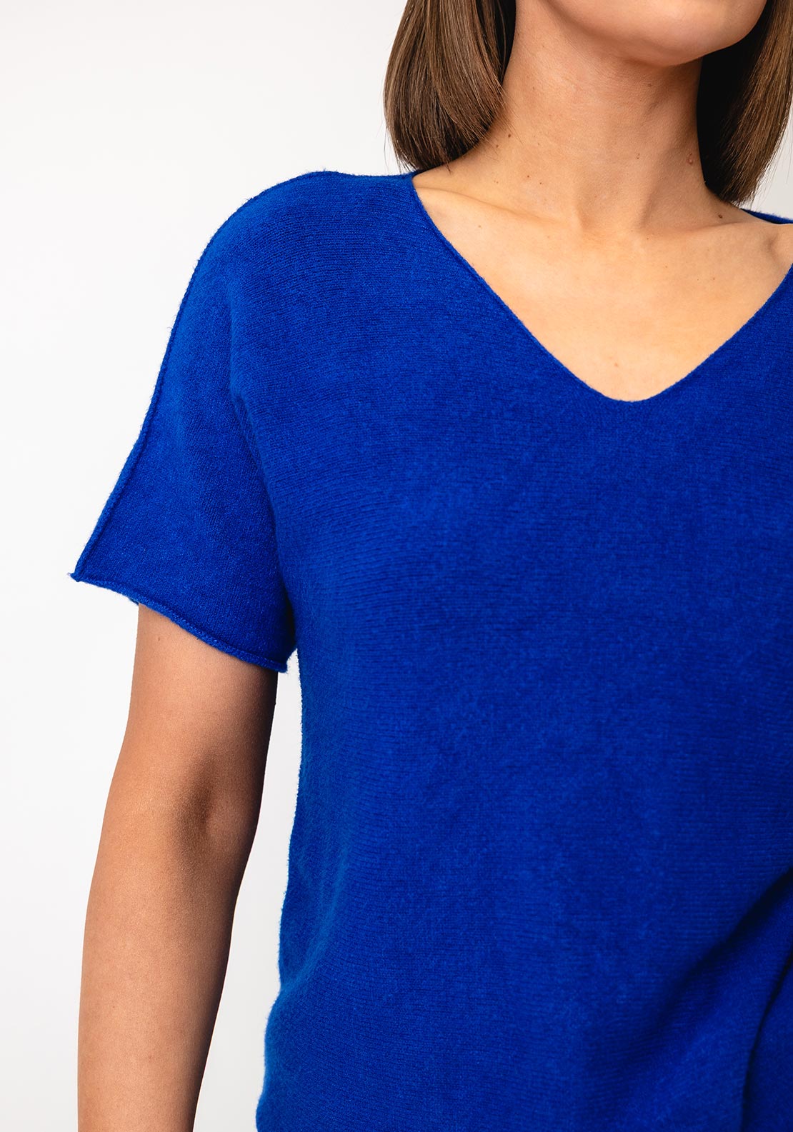 Serafina V-Neck Short Sleeve Jumper, Royal Blue