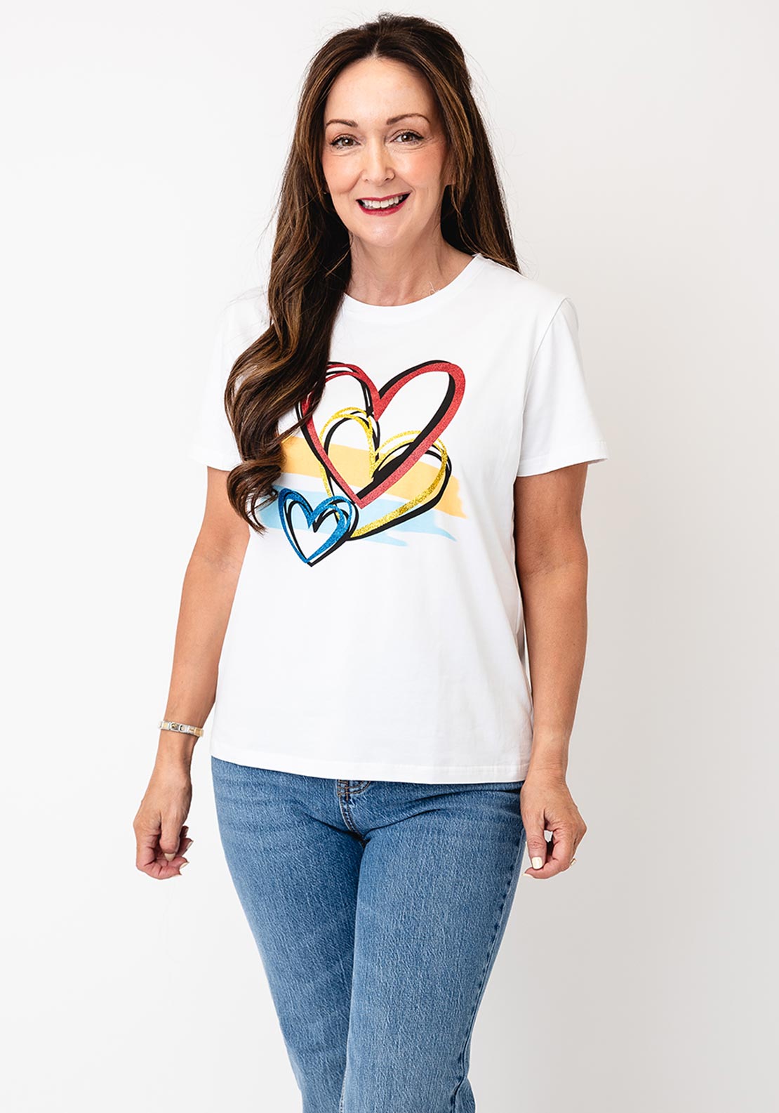 Serafina Love Graphic Print T-Shirt, White Multi