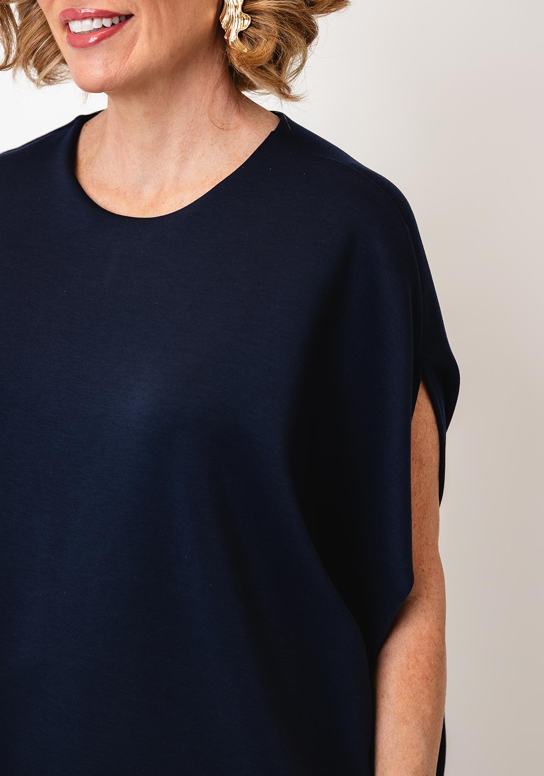 Serafina Collection Asymmetric Top and Trouser Co-Ord, Navy