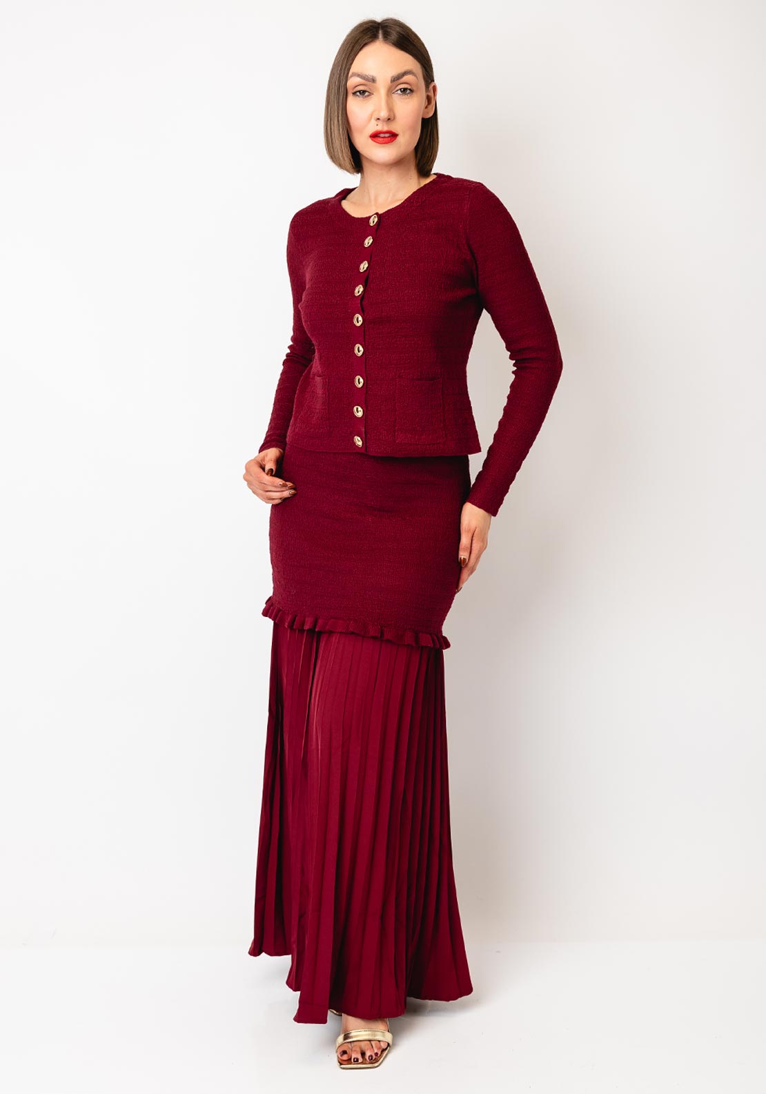 Serafina Collection One Size Knit Cardigan and Skirt Co-Ord, Red - McElhinneys Serafina Collection One Size Knit Cardigan and Skirt Co-Ord, Red - McElhinneys