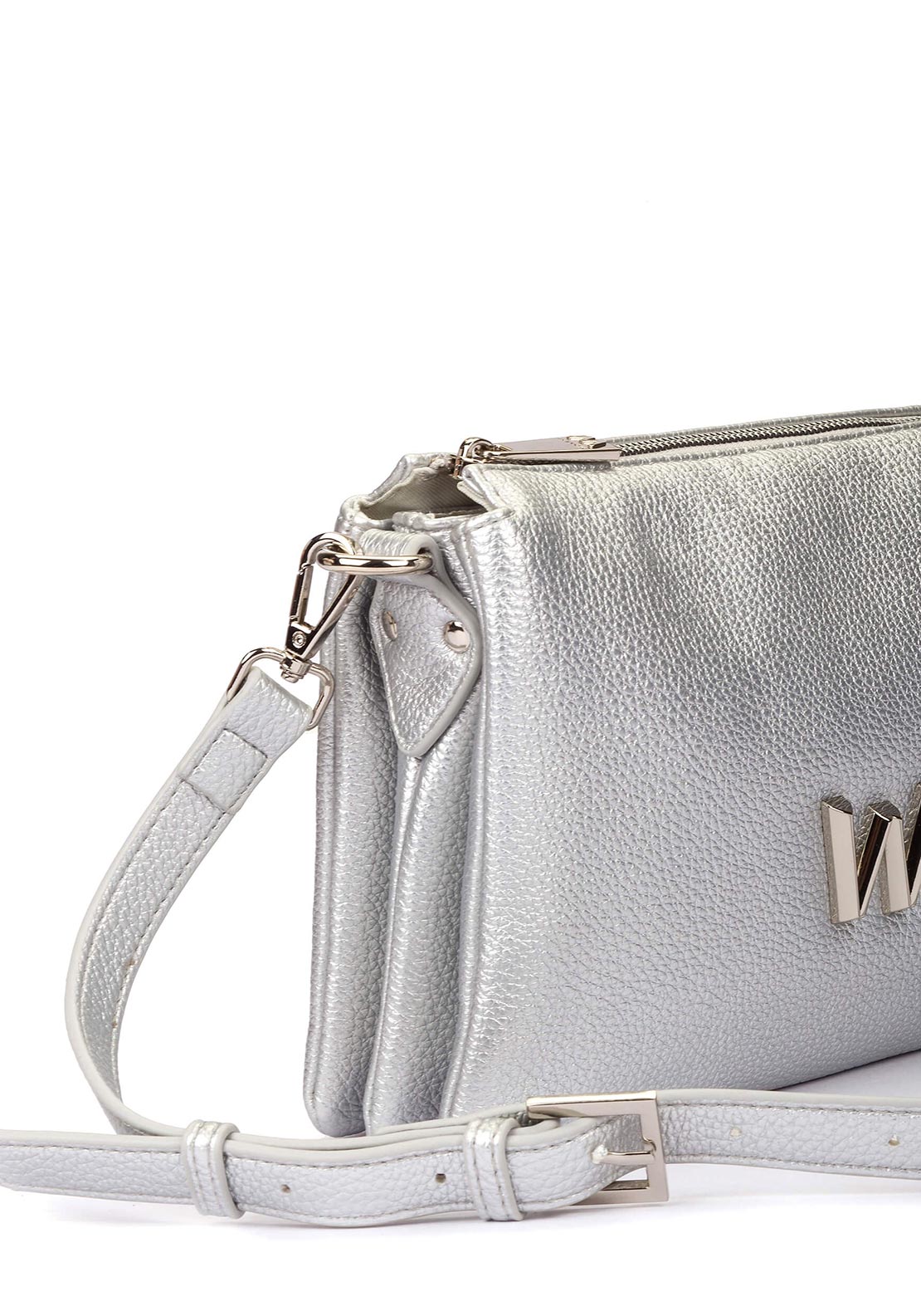 Wonders Drop Metallic Crossbody Bag, Silver