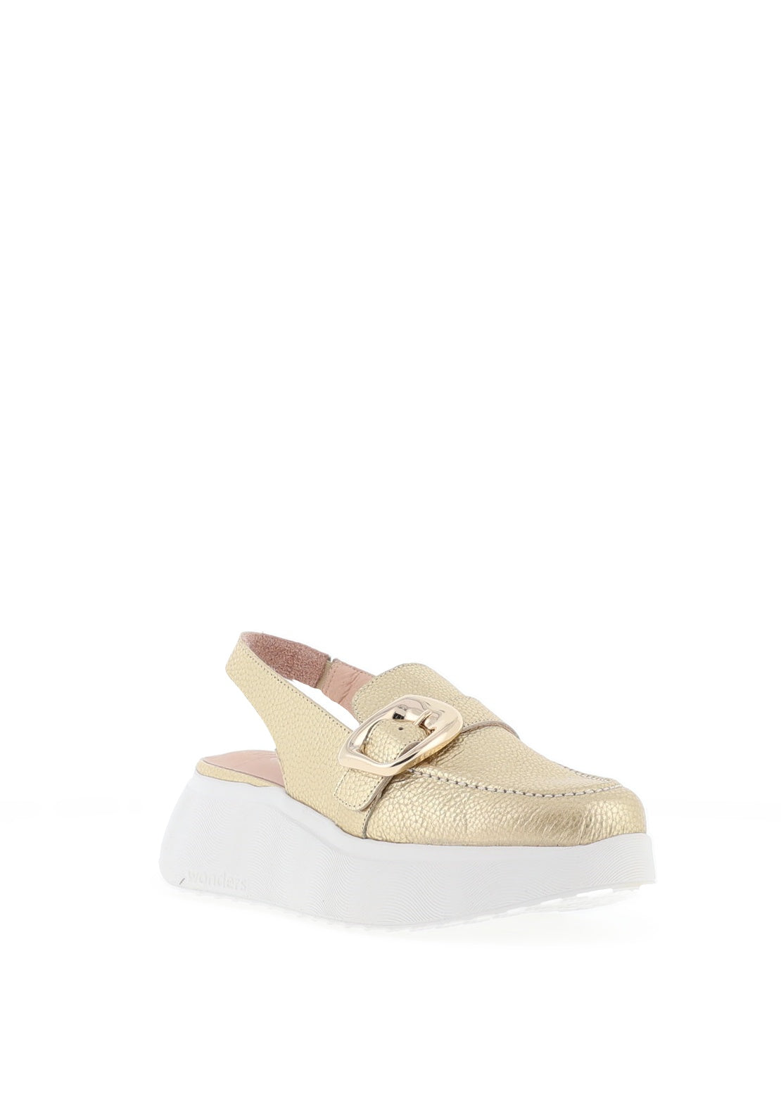 Wonders Acalla Metallic Platform Slingback Loafers, Gold