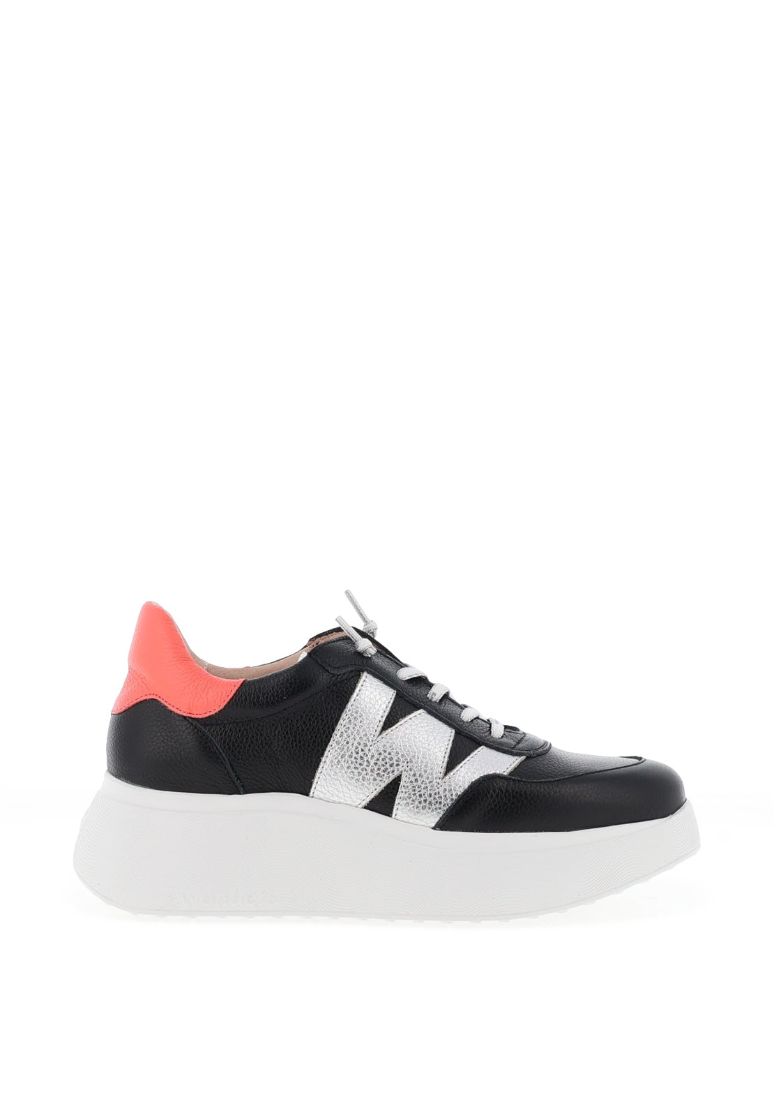 Wonders Metallic Detail Wedge Trainers, Black and Silver