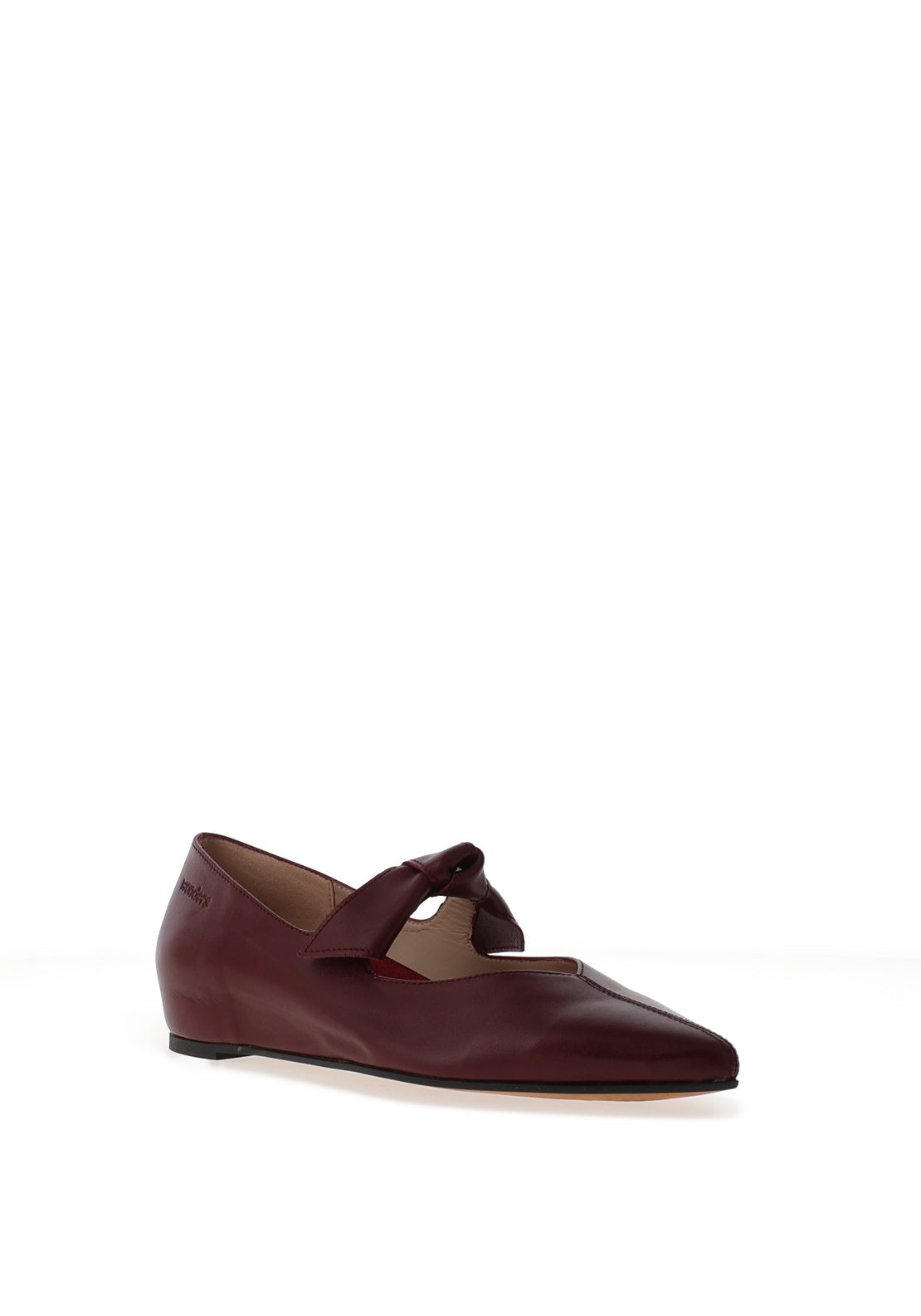 Wonders Leather Tie Detail Ballet Pumps, Wine