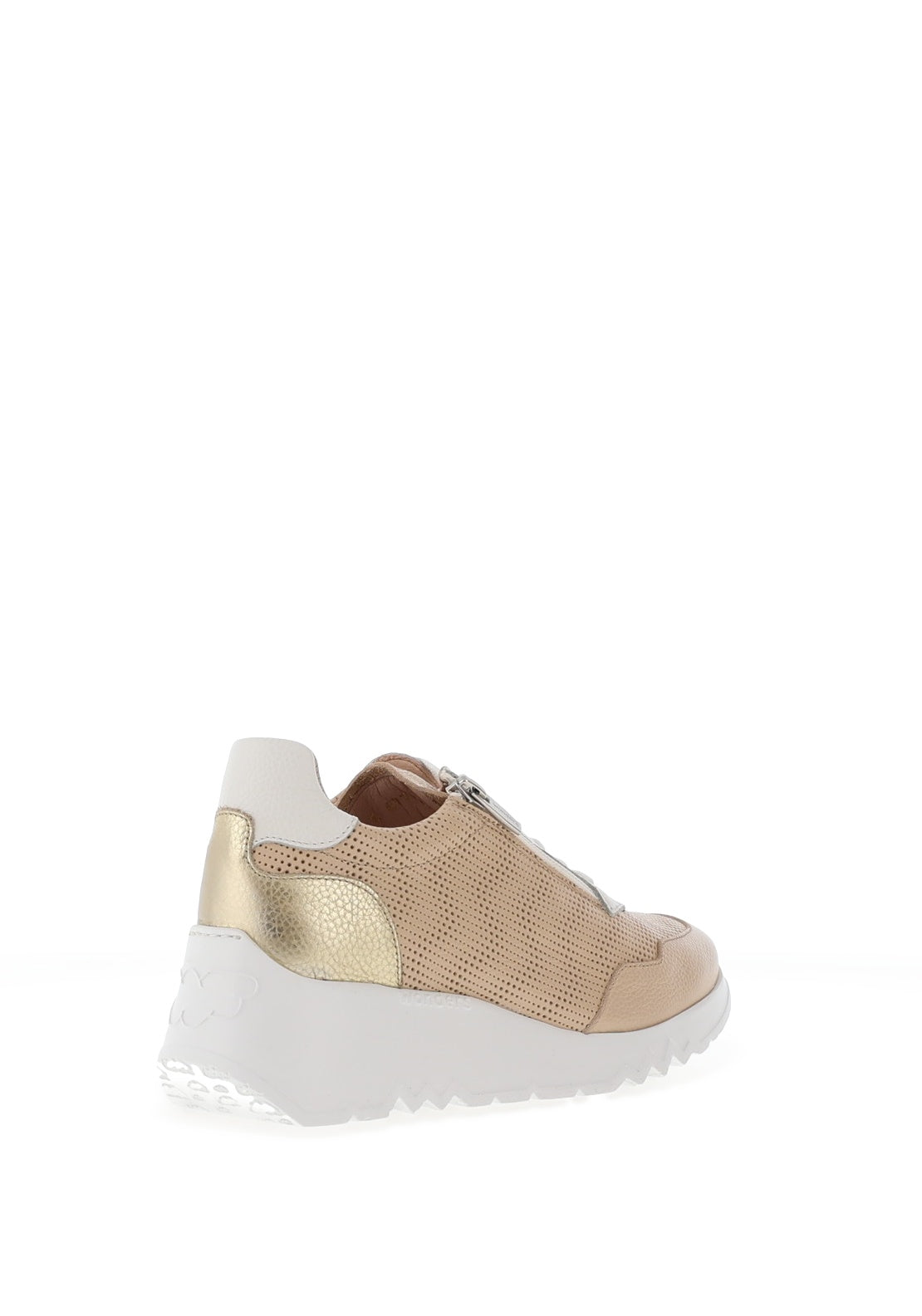 Wonders Wild V Perforated Leather Wedged Trainers, Beige