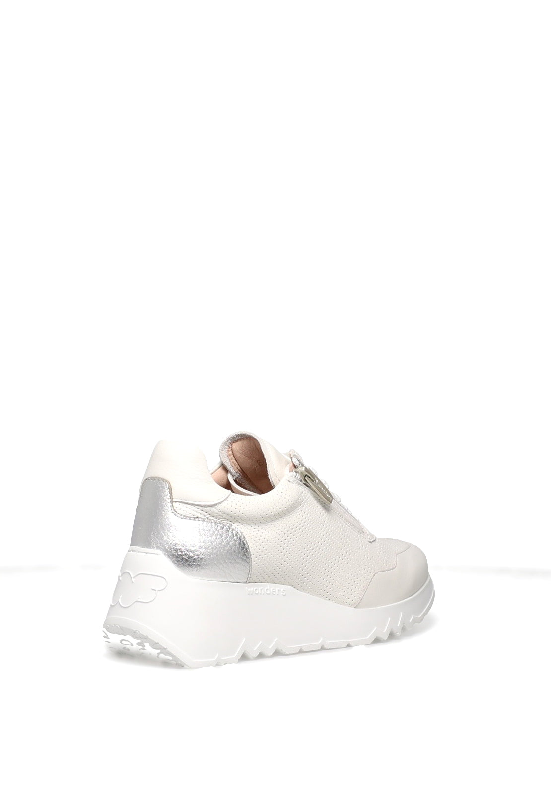Wonders Wild V Perforated Leather Wedged Trainers, White