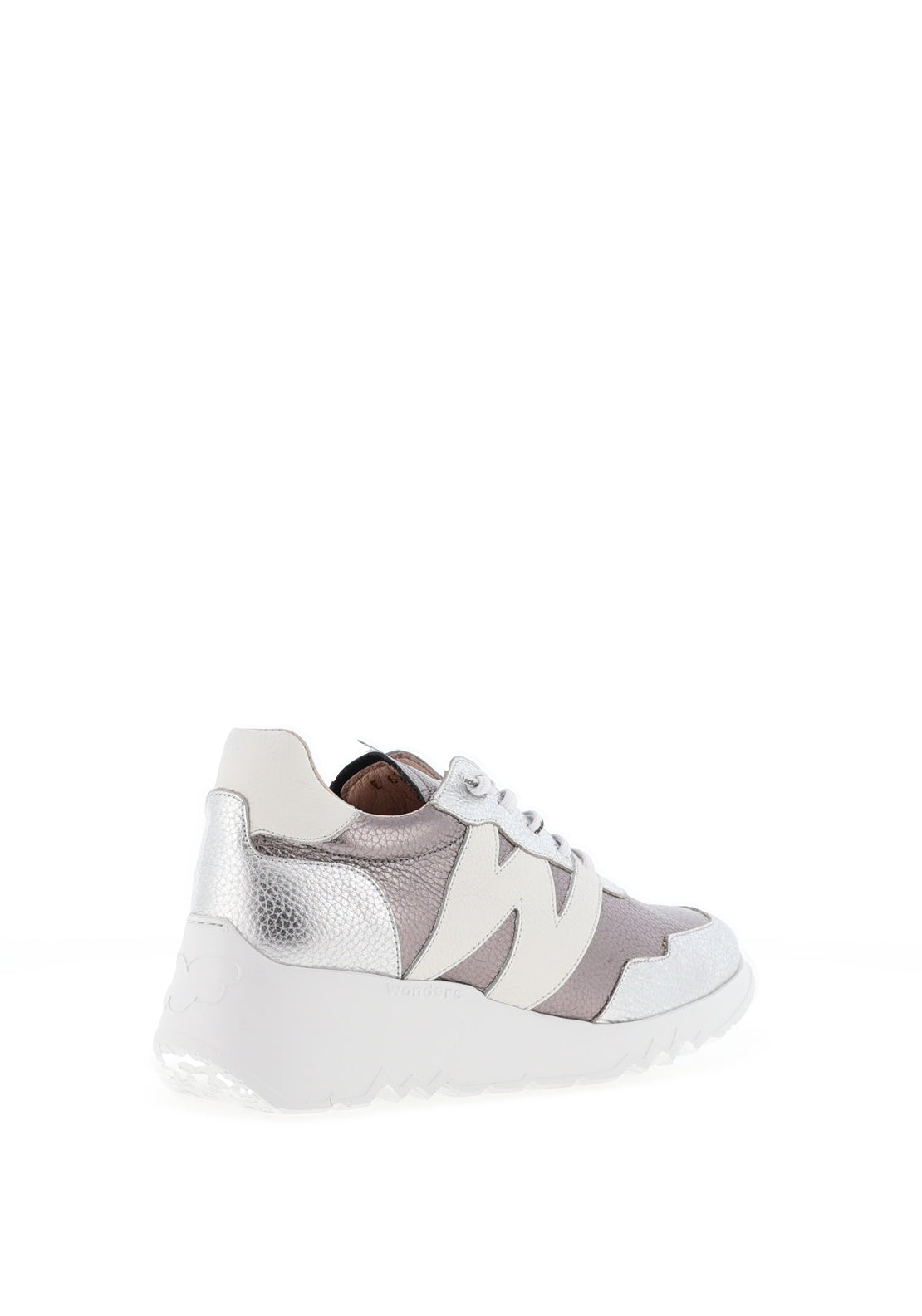 Wonders Kyoto Metallic Colour Block Wedge Trainers, Silver and White