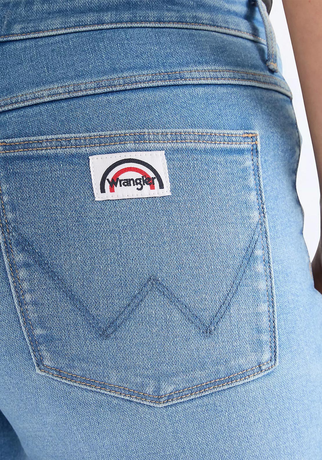Wrangler Patch Pocket Detail Flared Jeans, Blue