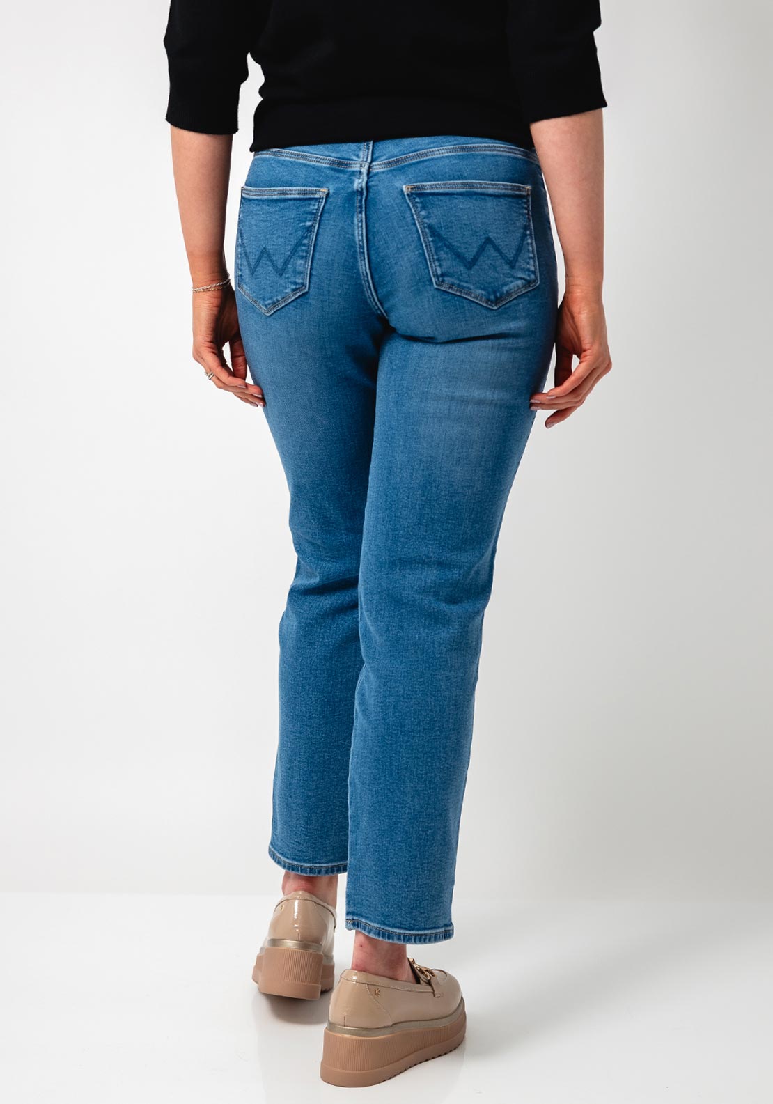 Wrangler Aurelia High Rise Straight Leg Jeans, Blue