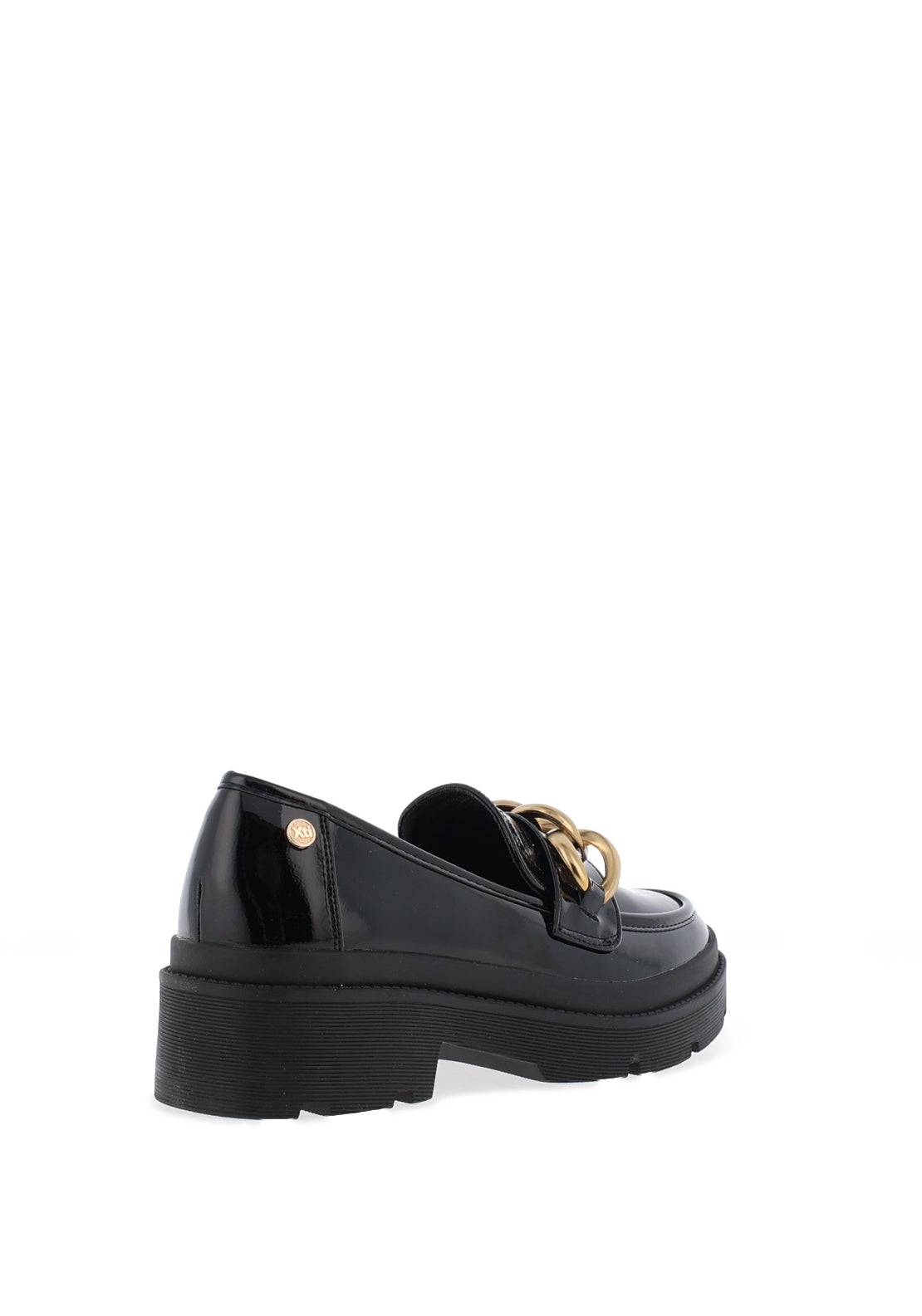 Xti Womens Patent Chain Loafers, Negro