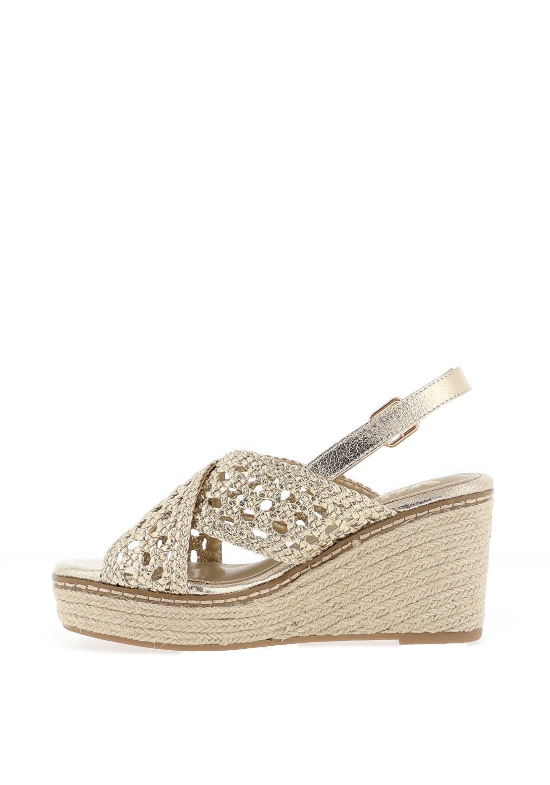Xti Metallic Woven Espadrille Wedge Sandals, Gold