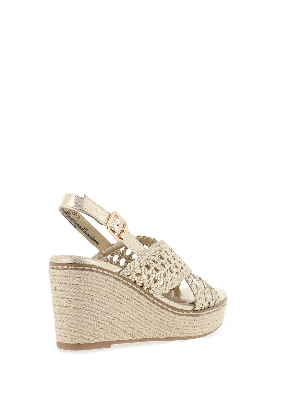 Xti Metallic Woven Espadrille Wedge Sandals, Gold