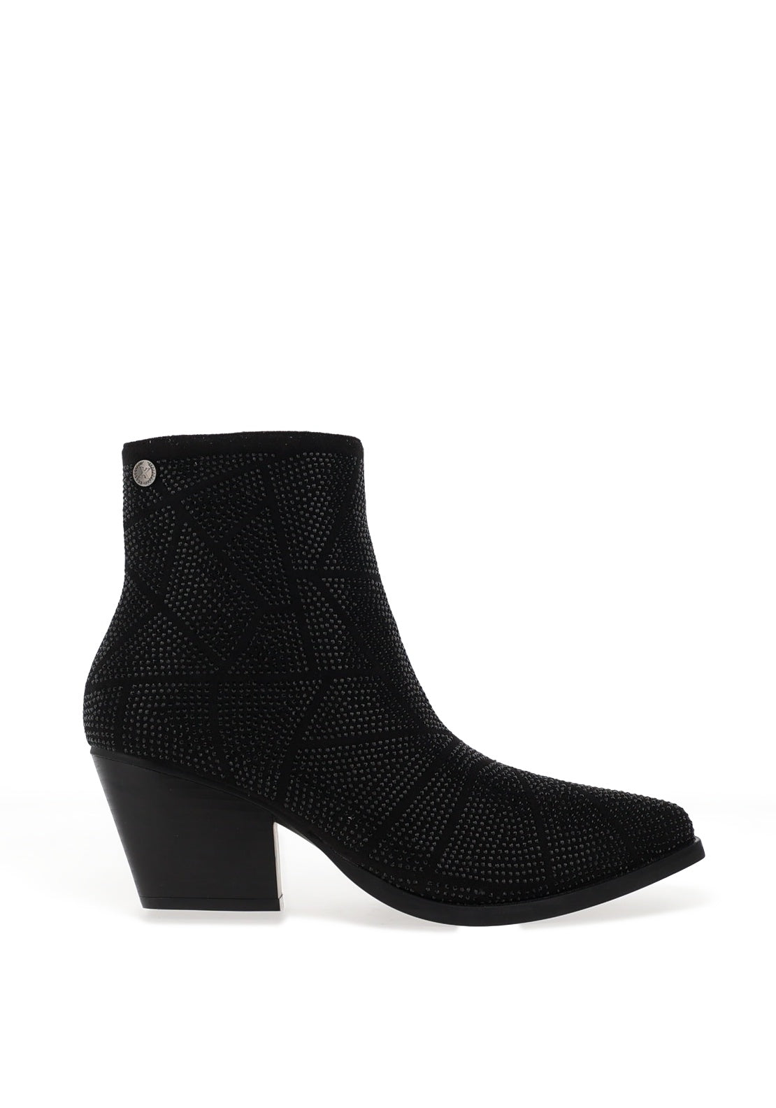 Xti Womens Geo Stud Detailed Heeled Boots, Black