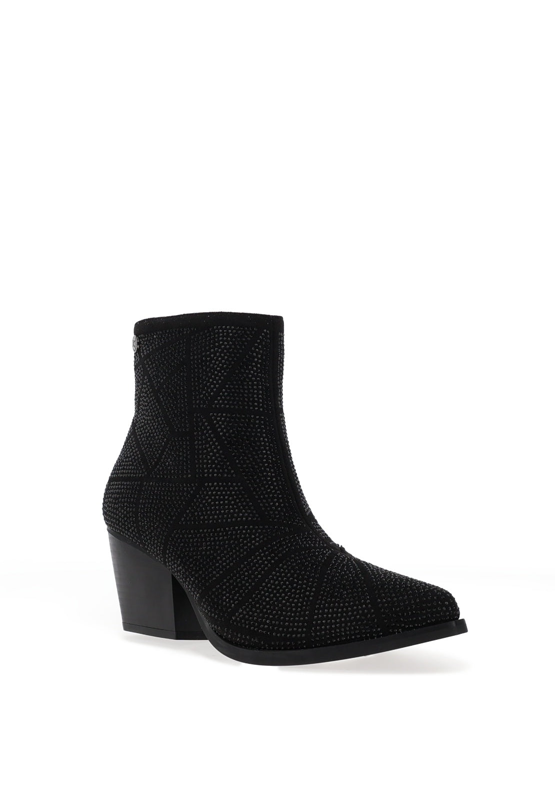 Xti Womens Geo Stud Detailed Heeled Boots, Black