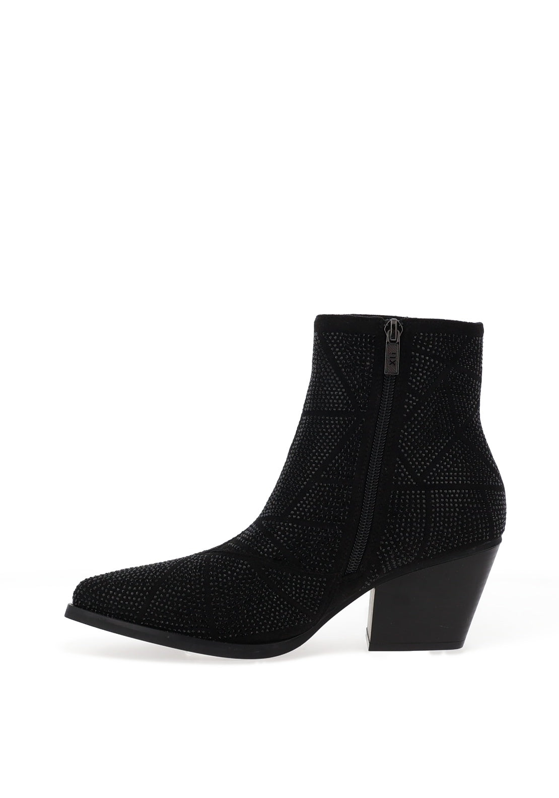 Xti Womens Geo Stud Detailed Heeled Boots, Black