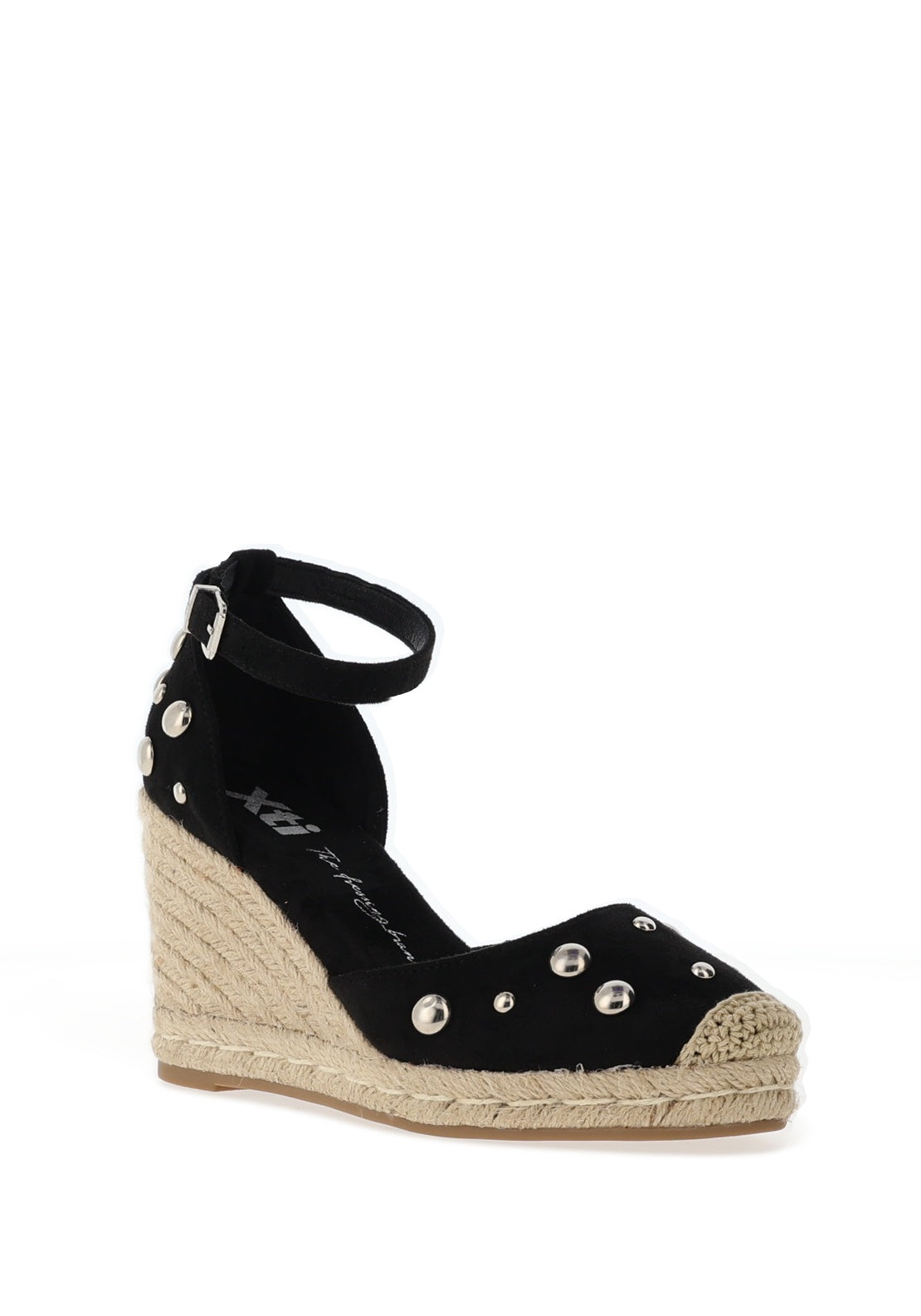 Xti Womens Faux Suede Wedged Espadrilles, Black