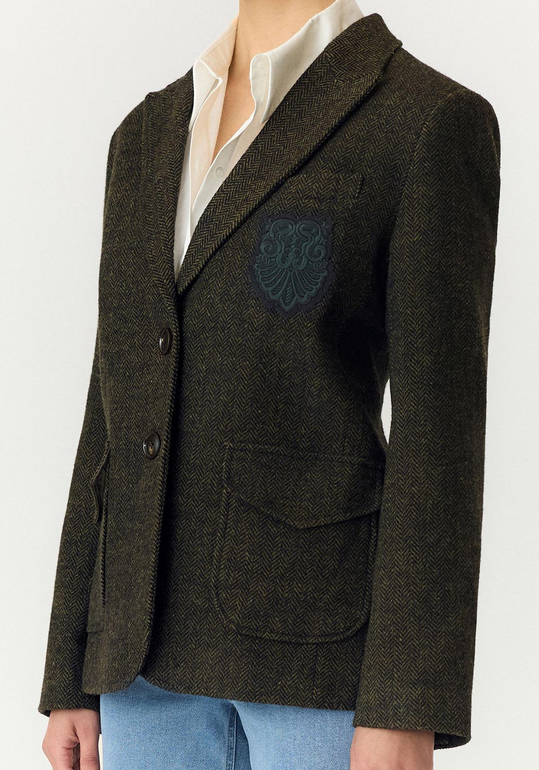 YAS Carolyn Long Sleeve Blazer, Dark Green