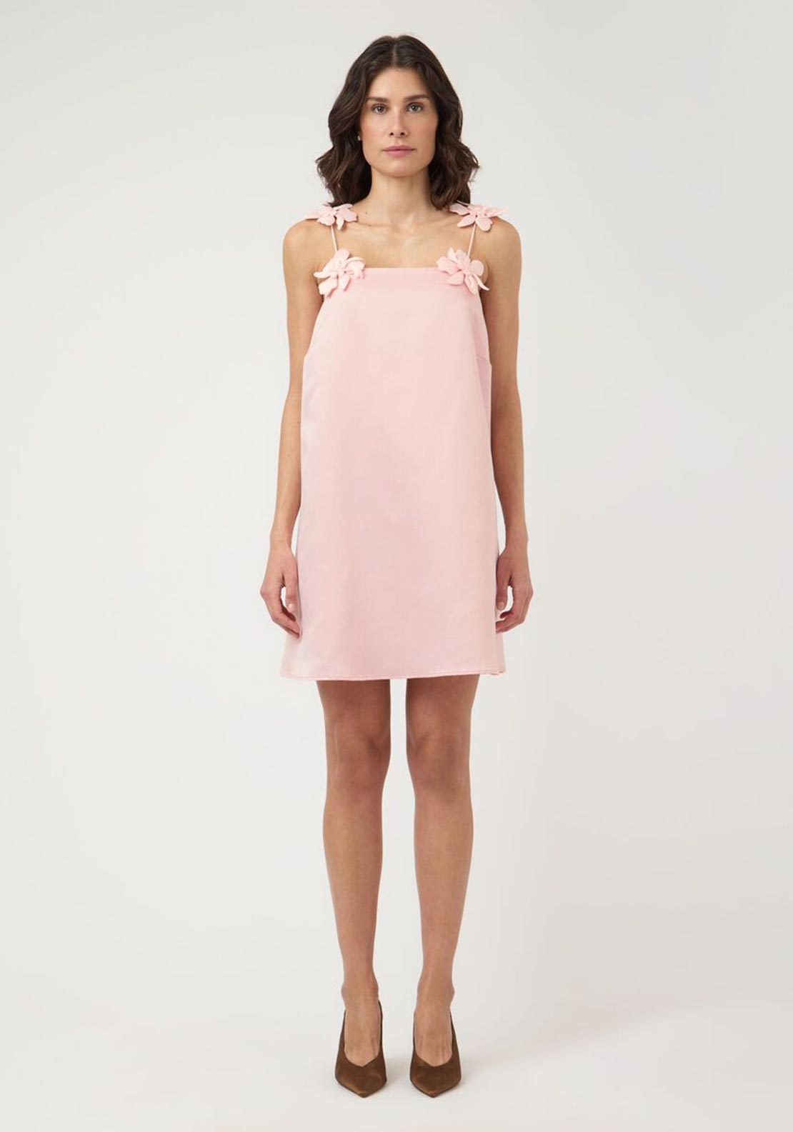 YAS Douce Strap Floral Detail Mini Dress, Pink