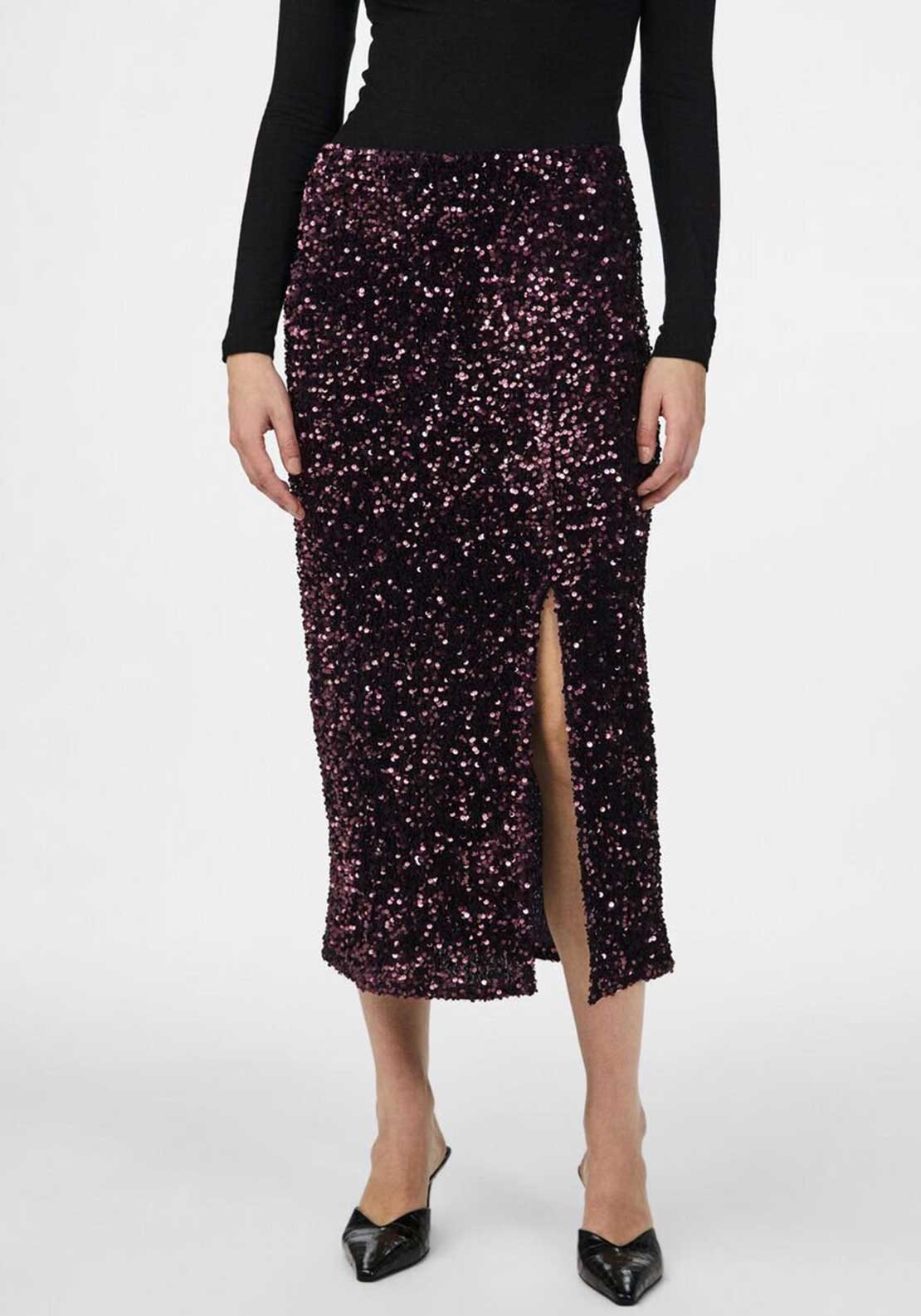 Y.A.S Ativo Sequin Midi Skirt, Purple McElhinneys